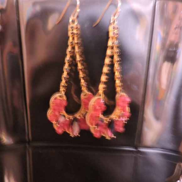 rhinestones!!  fishhook earwire, dangle earrings! PINK & PURPLE   ...   VE2 - Picture 4 of 6